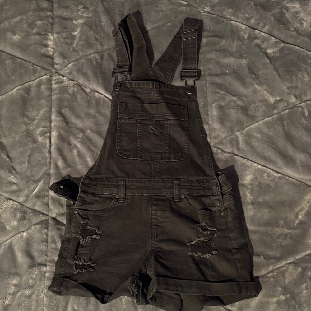 Blue Spice Black Distressed Denim Romper